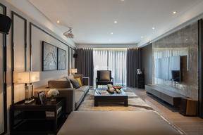 米黃與淺咖賦予客廳沉穩、豁達的空間屬性